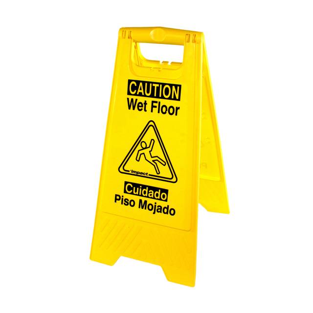 Impact Wet Floor Sign - Caution, English/Spanish, Yellow/Black