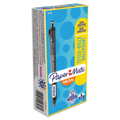 Paper Mate InkJoy 300 RT Ballpoint Pen, Retractable, Medium 1 mm, Black Ink - 12/Box (1951260)