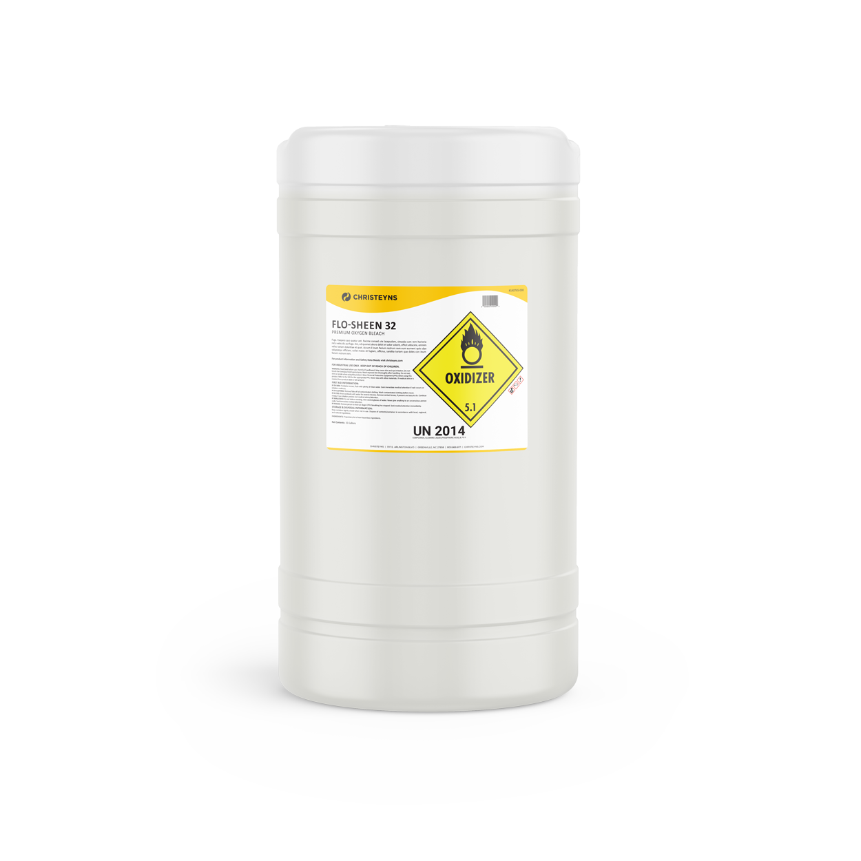 Christeyns Flo-Sheen 32 Premium Oxygen Bleach, 15 Gallon Drum
