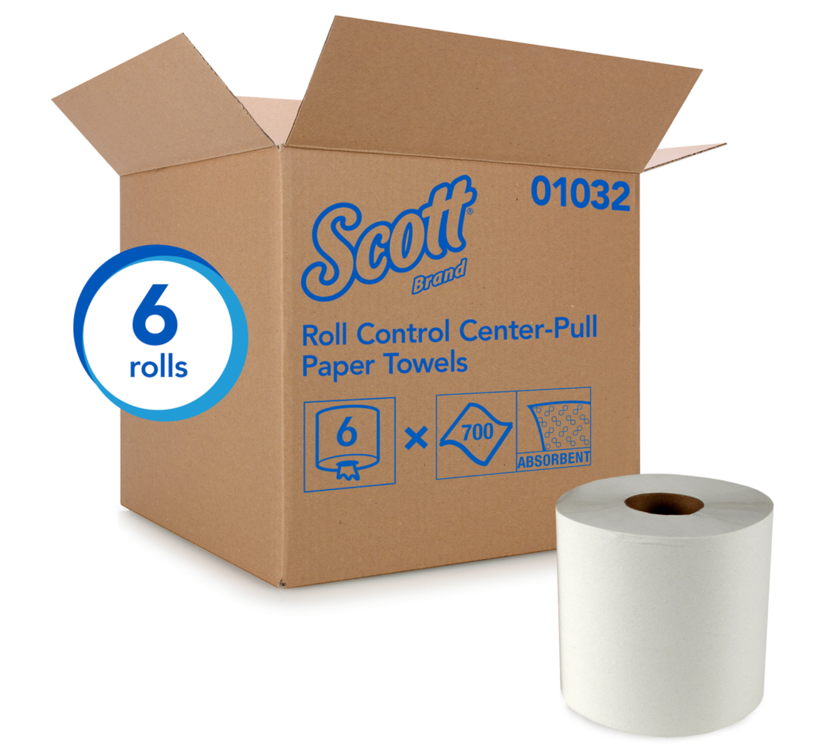 Scott Essential Center Pull Paper Towels, White, Roll Control - 6/CS (01032)