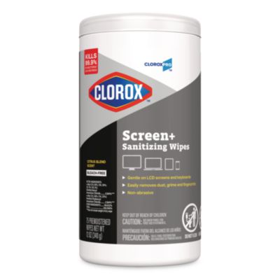 CloroxPro ScreenPlus Screen Sanitizing Wipes, 6" x 8", Citrus Blend, White, 75ct. - 6/CS (60724)