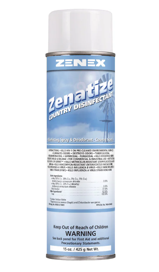Zenatize Disinfectant Spray, Country Meadow Scent, 20 oz. Aerosol - 12/CS
