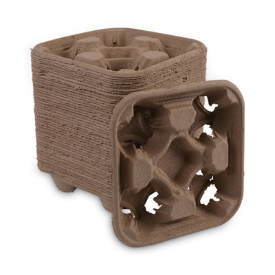 Boardwalk Cup Carrier Drink Tray, 8 oz. to 32 oz., Four Cups, Kraft - 300/CS (BWK4CUPCARRIER)