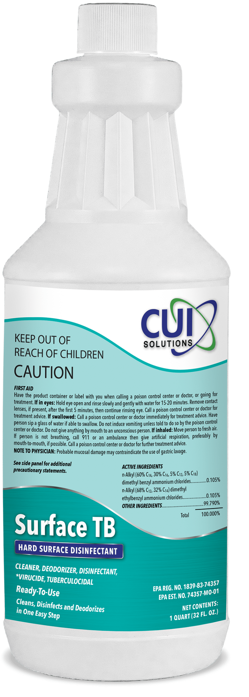 CUI Surface TB Ready to Use Hospital Grade Disinfectant, 32 oz. - 12/CS (1862)