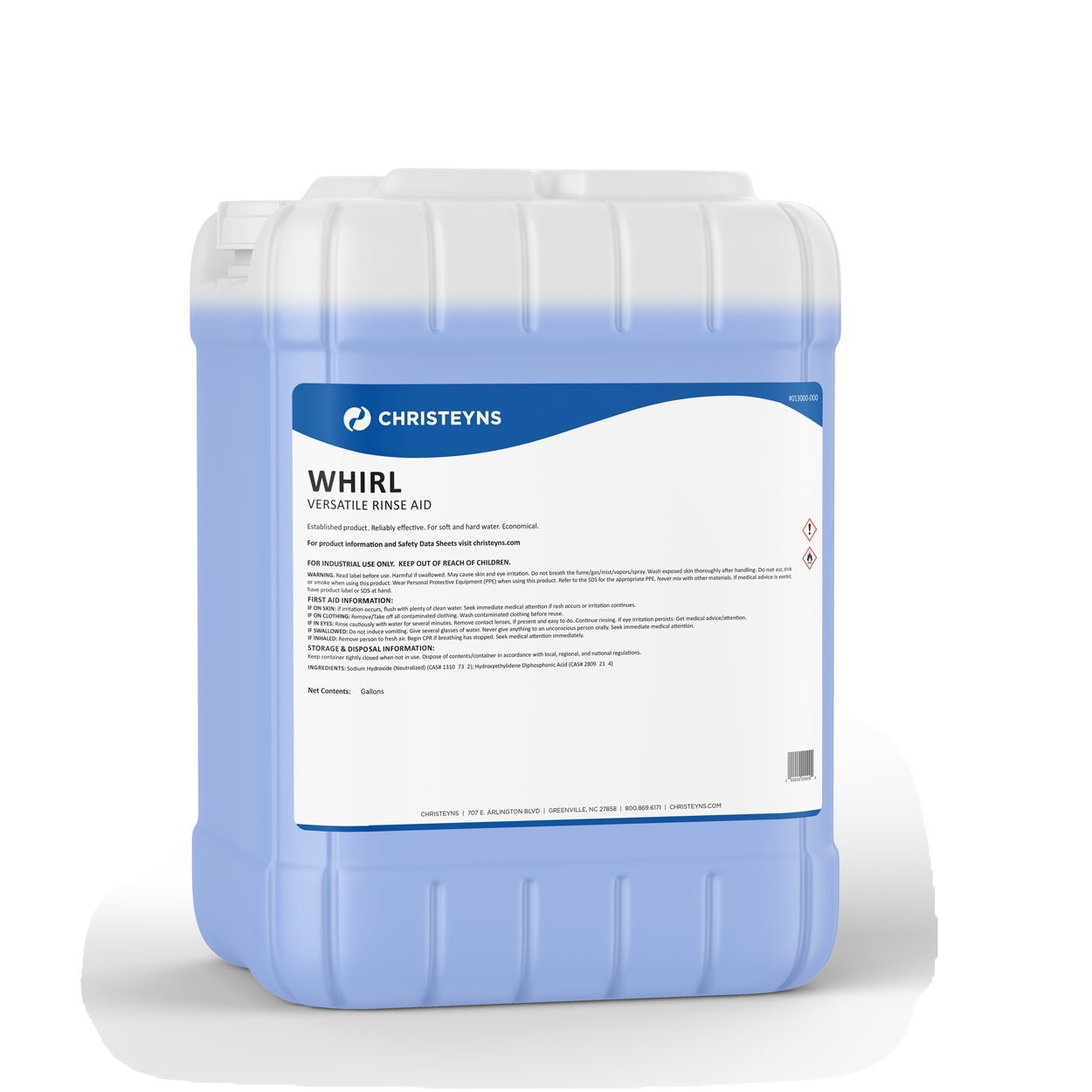 Christeyns Whirl Versatile Rinse Aid, 5 Gallon Pail