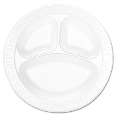 Dart White Styrofoam Plate, 10 1/4", 3 Compartment - 125ct. 4/CS (10CPWCR)