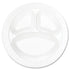 Dart White Styrofoam Plate, 10 1/4", 3 Compartment - 125ct. 4/CS (10CPWCR)