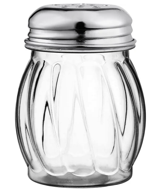 Cheese Shaker, 6 oz., Plastic with Chrome Plated Perforated Lid