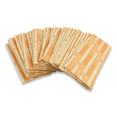 ControlTek Flat Tubular Coin Wrap, Quarters, $10.00, Orange - 1000/Box (560045)