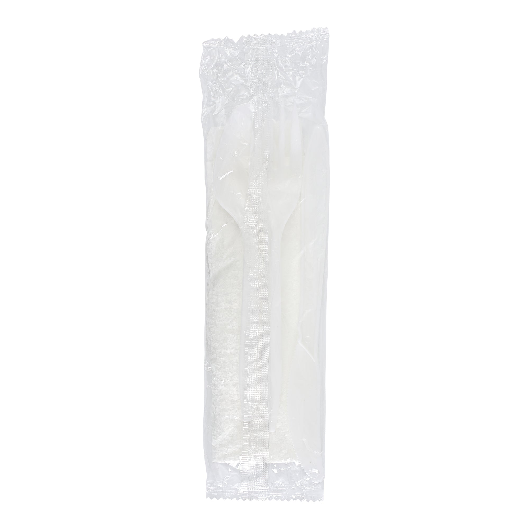 Empress Medium Weight Cutlery Kit, Polypropylene, Knife/Fork/Tsp/Napkin, White - 250/CS (E176020)
