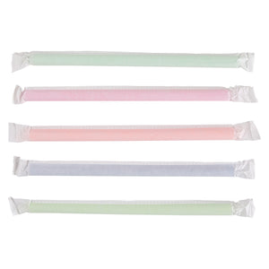 Straw, Wrapped, 9" Colossal Boba, 12MM Diameter, Neon, 500ct. Bag - 4/CS (E9BOBA-NE)