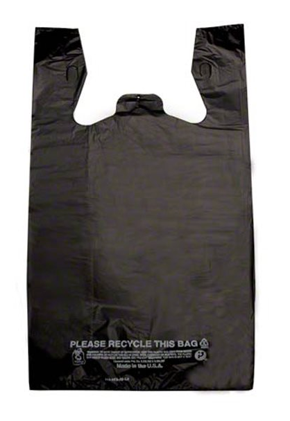 IBS T-Shirt Handle Bag, Black, 12" x 7" x 22", 21MIC - 500/CS (BLACK T-SAK)