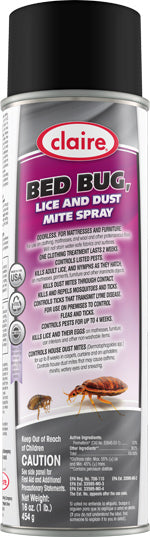 Claire Bed Bug, Lice and Dust Mite Spray, 20 oz. - 12/CS (CL006)
