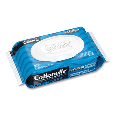 Cottonelle Fresh Care Flushable Cleansing Wipes, 1-Ply, 3.75" x 5.5", White, 42/Pack - 12/CS (44932)