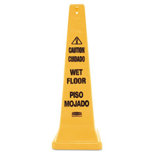 Load image into Gallery viewer, Rubbermaid Commercial Multilingual Wet Floor Safety Cone, 3' Tall, Yellow (FG627677YEL)
