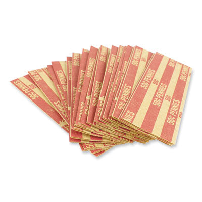 ControlTek Flat Tubular Coin Wrap, Pennies, $0.50, Red - 1000/Box (560042)