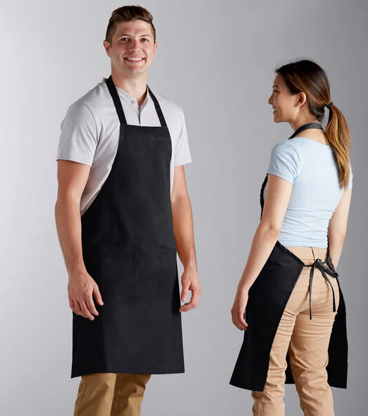 Cloth Bib Apron w/2 Pockets, 34" x 30", Black