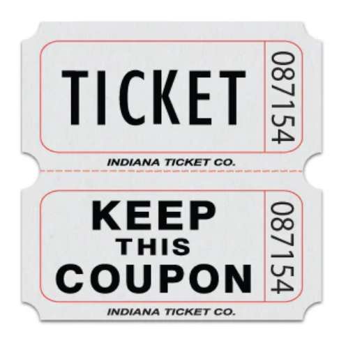 Double Roll Ticket, Assorted Colors - 2000ct.