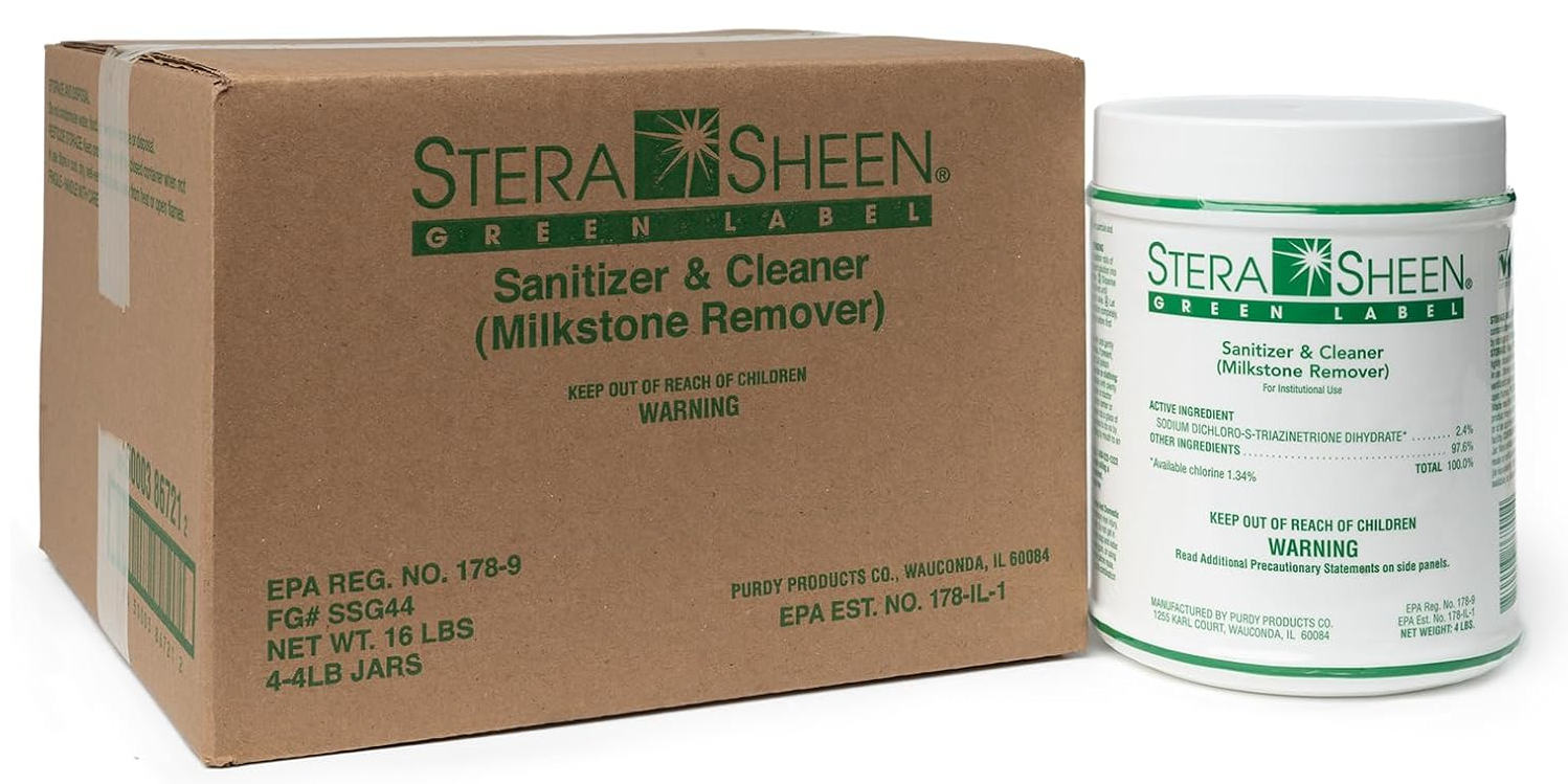 Stera Sheen Green Label Sanitizer & Cleaner (Milkstone Remover), 4lb. Jar - 4/CS