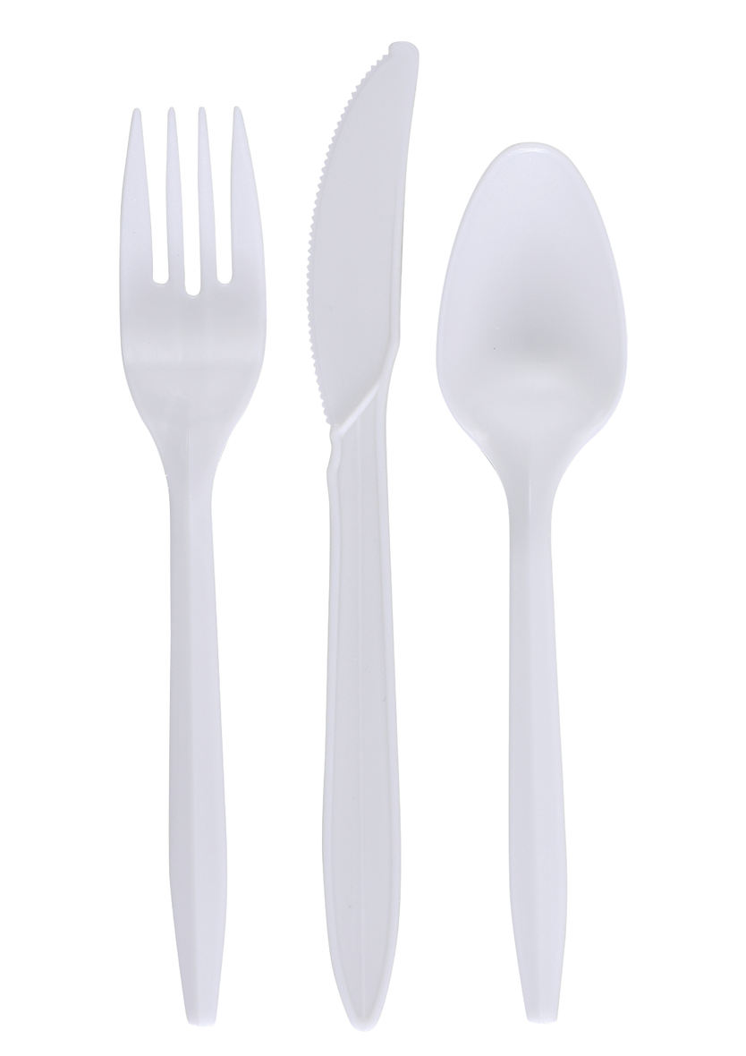 Empress Medium Weight Cutlery Kit, Polypropylene, Knife/Fork/Tsp/S&P/Nap, White - 250/CS (E176000)