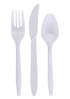Empress Medium Weight Cutlery Kit, Polypropylene, Knife/Fork/Tsp/S&P/Nap, White - 250/CS (E176000)