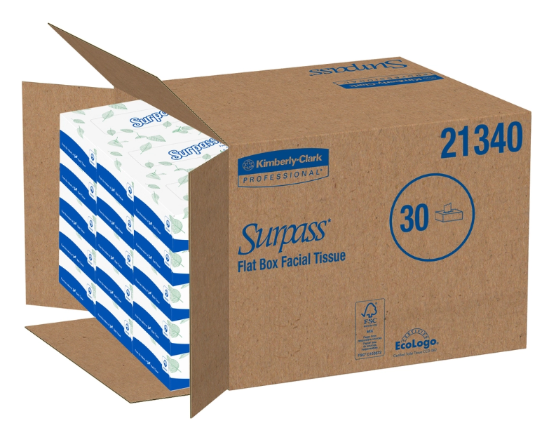 Surpass Premium Facial Tissue, Flat Box, 100 Sheet/Box - 30/CS (21340)