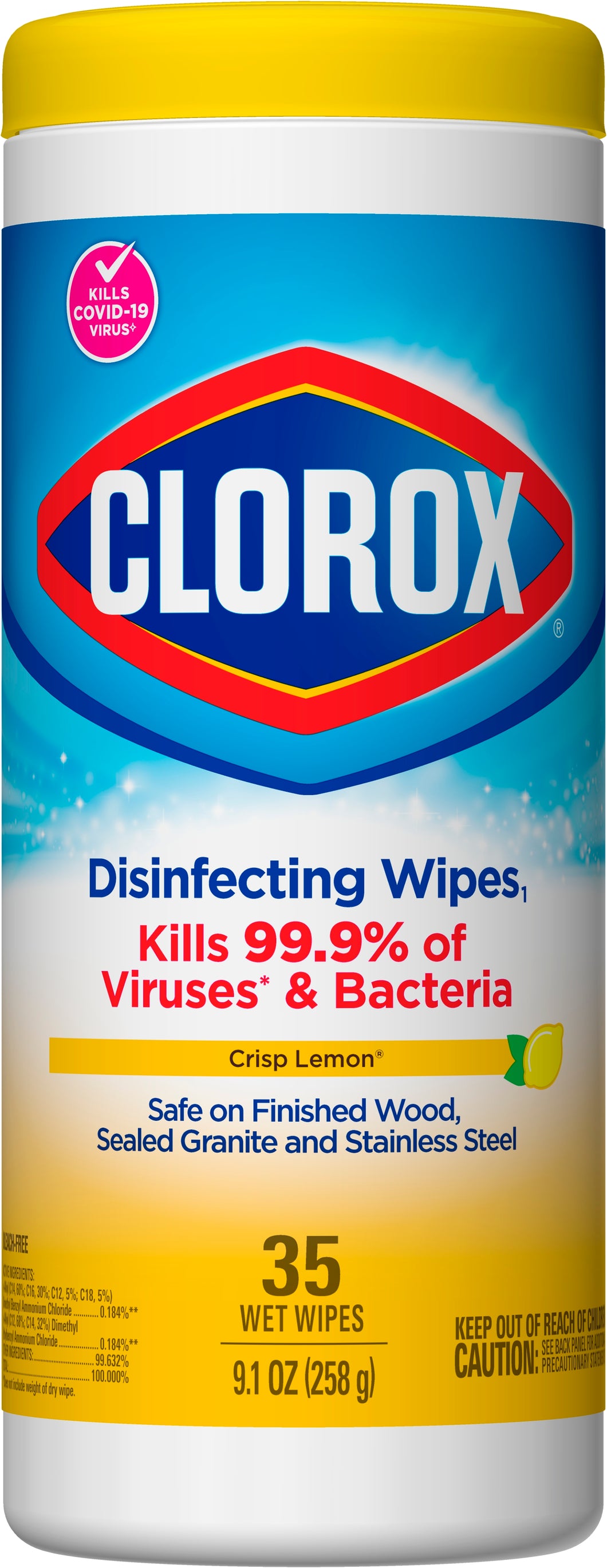 Clorox Disinfecting Wipes, Crisp Lemon Scent - 35ct. 12/CS (01594)