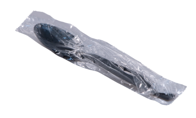 Empress Banquet Plastic Teaspoon, Individually Wrapped, Black, Heavy Weight - 1000/CS (E188002)