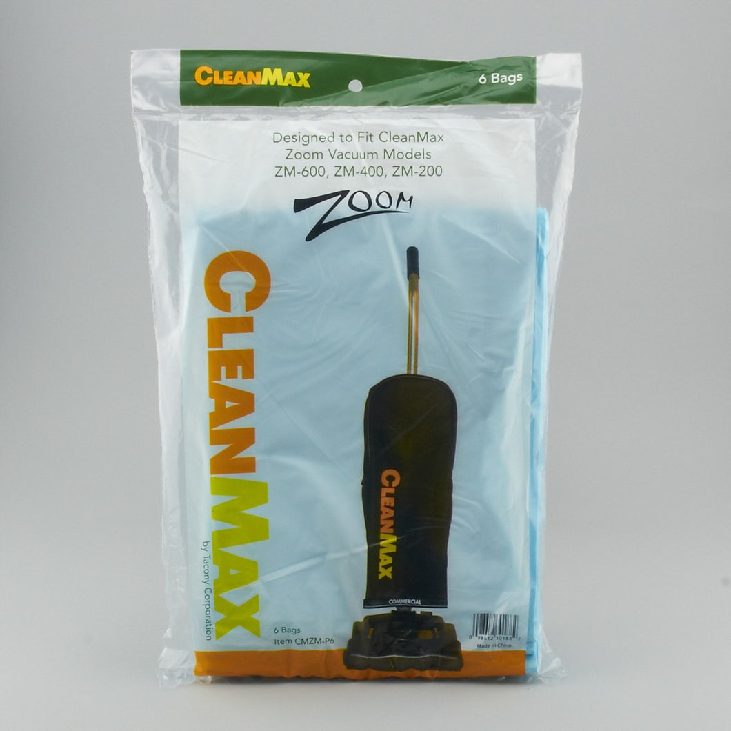 CleanMax Vacuum Bags for Zoom ZM-200, ZM-400 & ZM-600 Vacuums, Paper Bags, 6ct. (CMZM-P6)