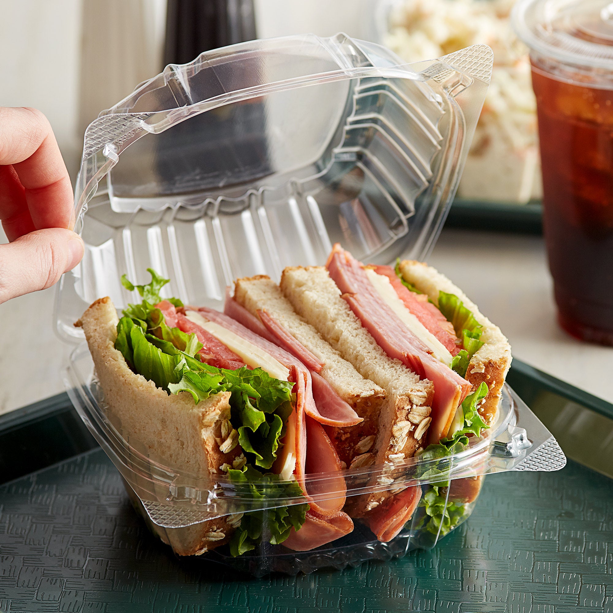 Dart ClearSeal Hinged Lid Plastic Container, Clear, 5.8" x 6" x 3", 125ct. - 4/CS (C57PST1)