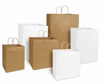 Load image into Gallery viewer, Paper Bag, Brown, 1/6-BBL 70# Grocery Bag w/Handle - 300/BNDL (88885)
