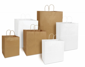 Paper Bag, Brown, 1/6-BBL 70# Grocery Bag w/Handle - 300/BNDL (88885)