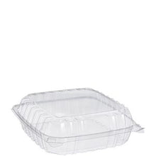 Load image into Gallery viewer, Dart ClearSeal Hinged Lid Container, Clear, 8 7/8&quot; x 9 3/8&quot; x 3&quot; - 100ct. 2/CS (C95PST1)
