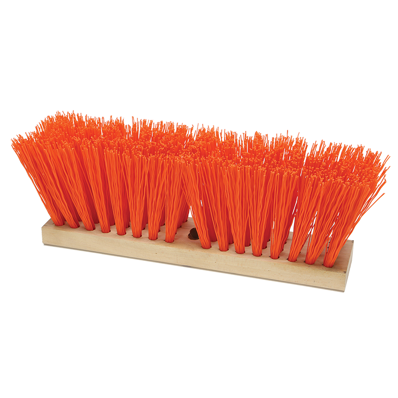 Push Broom, Highway Street Broom, Orange Bristle, 24" Long (Handle Sold Separately) (20627)