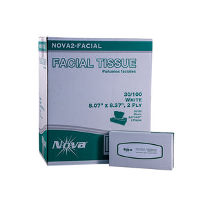 NOVA Standard Grade Facial Tissue, Flat Box, 100ct. 30/CS (NOVA2-FACIAL)