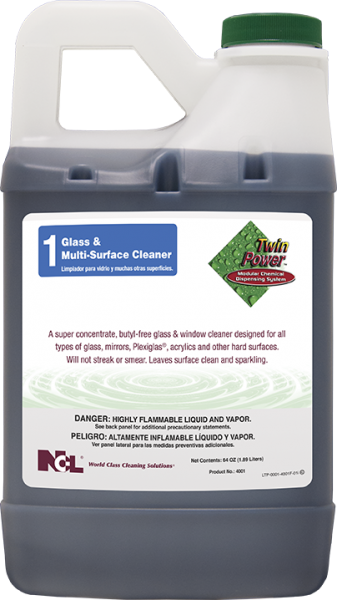 NCL Twin Power #1 Glass & Multisurface Cleaner - 64 oz. 6/CS (4001)
