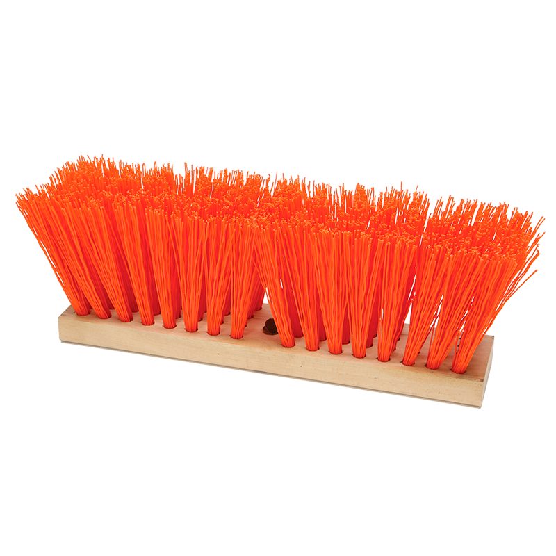 Push Broom, Highway Street Broom, Orange Bristle, 24" Long (Handle Sold Separately) (20627)