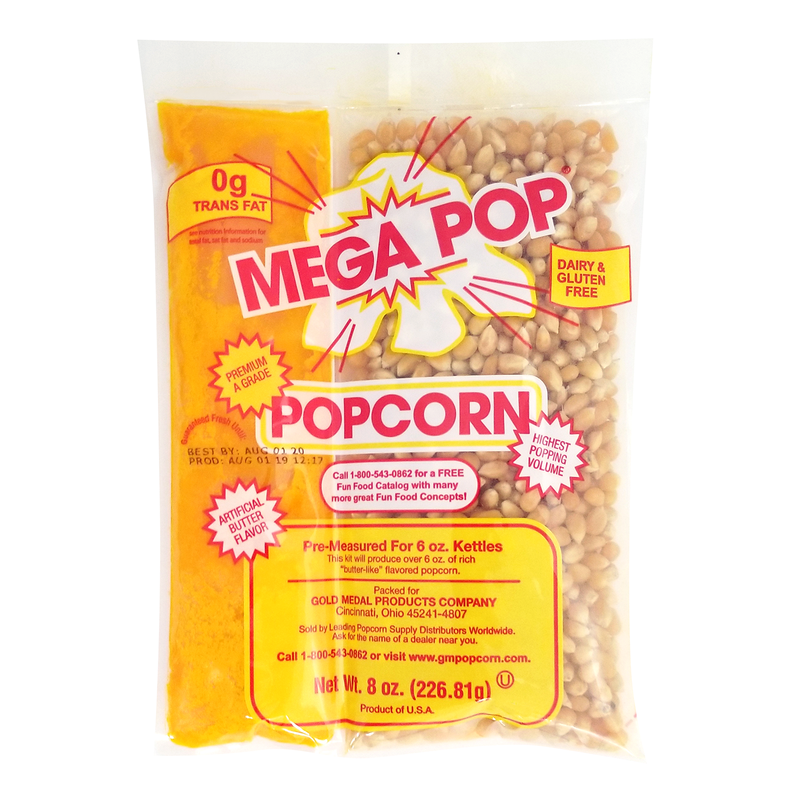 Mega Pop Corn/Oil/Salt Popcorn Kit w/Coconut Oil for 6 oz. Kettle - 36/CS