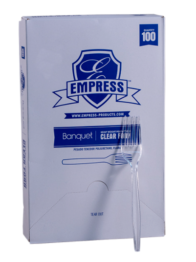 Empress Banquet Plastic Fork, Unwrapped, Clear, Heavy Weight - 100ct. 10/CS (E184001)