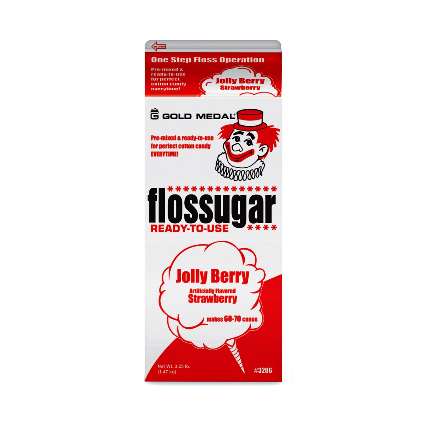 Cotton Candy Floss Mix, Jolly Berry (Strawberry) - 3.25lb.