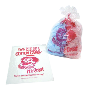 Red Clown Cotton Candy Bag w/Ties, 100ct. 10/CS