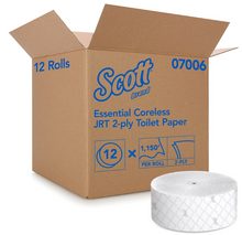 Load image into Gallery viewer, Scott Essential Coreless Jr. Jumbo Toilet Tissue 2-Ply 1150&#39; Roll - 12/CS (07006)
