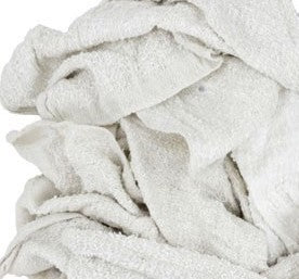 Reclaimed White Terry Towels Cut in Half - 10lb. Box