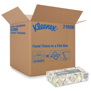 Kleenex Facial Tissue in Flat Box, 125 Sheets/Box - 48/CS (21606)