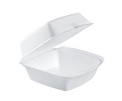 Dart Hinged Lid Styrofoam Container, 6" x 5.78" x 3", White, 125ct. - 4/CS (60HT1)