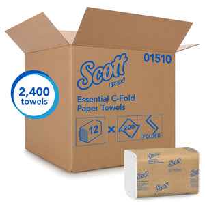 Scott Essential C-Fold Paper Towels w/Absorbency Pockets, 1-Ply, White - 2400/CS (01510)
