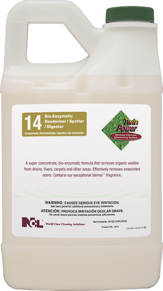 NCL Twin Power #14 Bio-Enzymatic Deodorizer / Spotter / Digester - 64 oz 6/CS (4014)