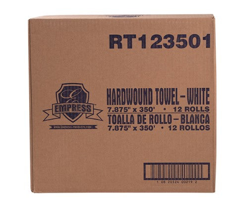 Empress White Roll Towels, 8" x 350' Rolls, TAD Premium - 12/CS (RT 123501)
