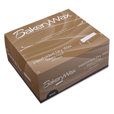 BakeryWax Interfolded Dry Wax Bakery Tissue, 6" x 10.75", 1000 Sheets/Box - 10/CS (P010006)